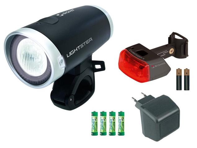 Sigma Lightster LED Set Komplett Ladegerät + Akkus + Rücklicht