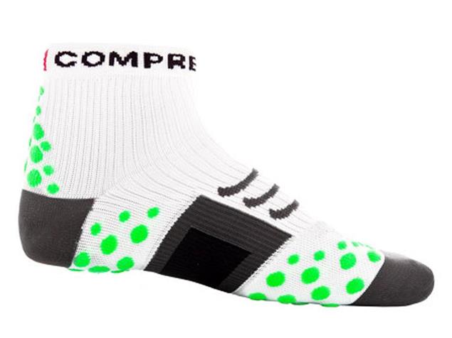 Compressport Run Hi-Cut Socken - 40-42 white/green dots