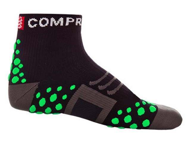 Compressport Run Hi-Cut Socken - 37-39 black/green dots