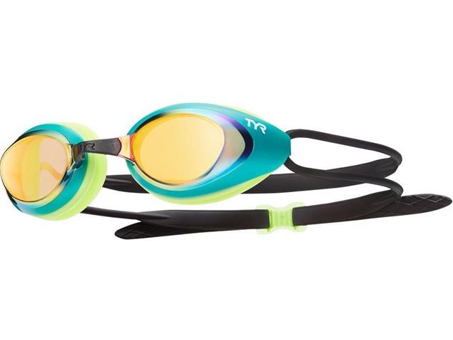 TYR Black Hawk Racing Mirror Schwimmbrille - green-fluo yellow/gold