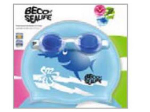 Beco Sealife Swim Set I Kids mit Brille und Badekappe - blue