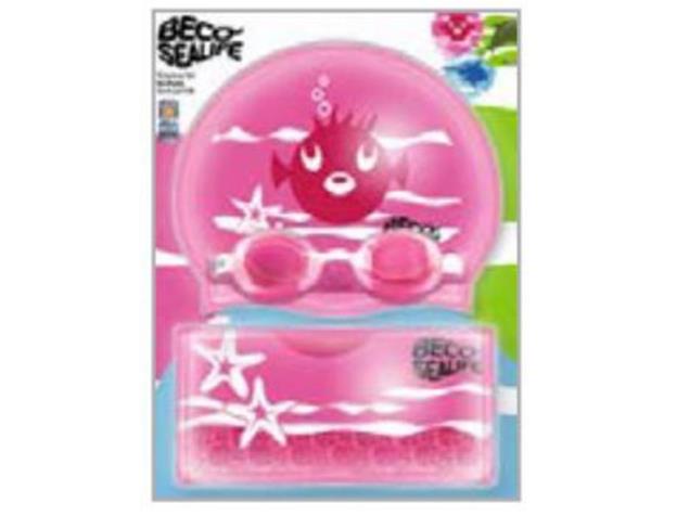 Beco Sealife Swim Set II  Kids mit Brille, Badekappe und Schwimmbeutel - pink