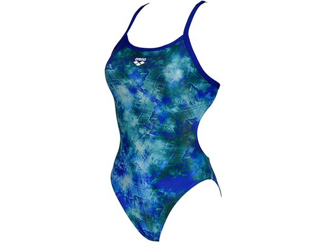 Arena Swim Allover Badeanzug Challenge Back - 36 neon blue/neon blue multi