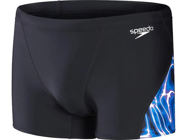 Speedo Allover Digital V-Cut Aquashort Badehose - 7 black/blue