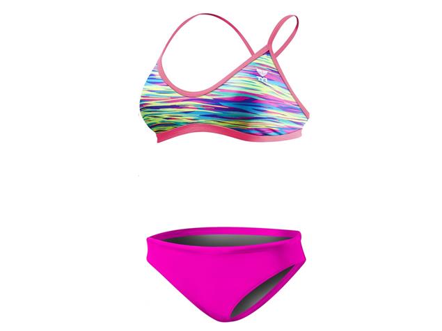 TYR Bonzai Schwimmbikini Tieback Top + Bikini Bottom pink - 36 blue/multi