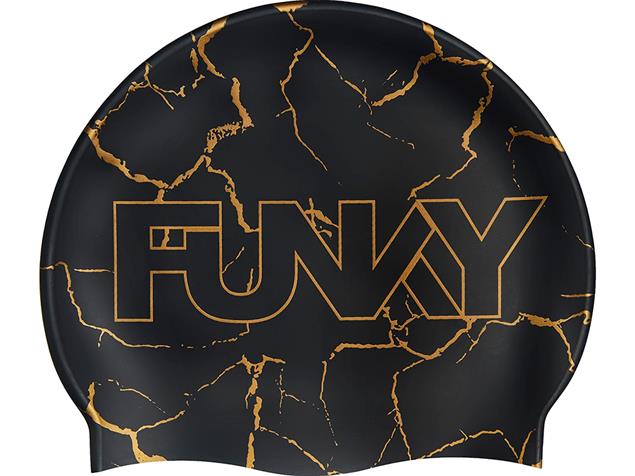 Funky Cracked Gold Silikon Badekappe