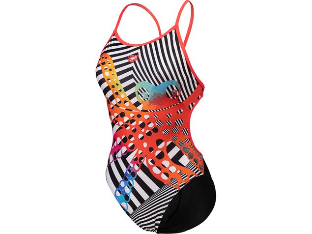 Arena Crazy Octopus Badeanzug Lace Back - 34 black/fluo red/white multi
