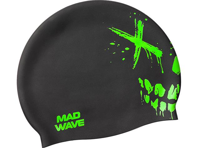 Mad Wave Crazy Scull Junior Silikon Badekappe - green