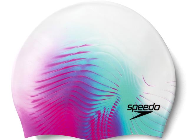 Speedo Digital Printed Silikon Badekappe - white/pink