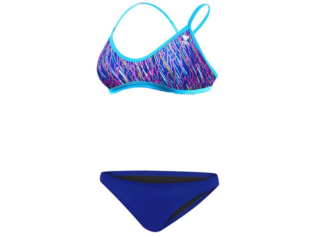 TYR Electro Schwimmbikini Crosscutfit Tieback Top + Bikini Bottom blue