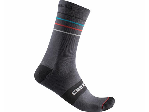 Castelli Endurance 15 Socken - S/M dark gray/sky blue-red