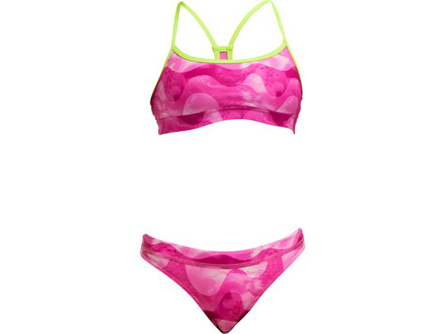 Funkita Pink Caps Girls Schwimmbikini Swim Crop Top + Sports Brief - 152 (10)