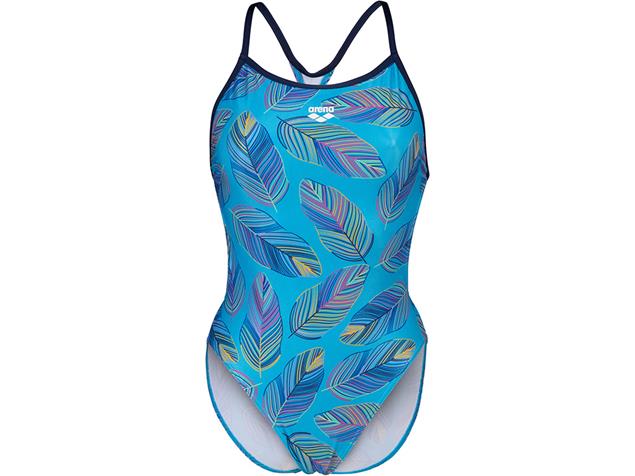 Arena Falling Leaves Badeanzug Booster Back - 40 neon blue/turquoise multi