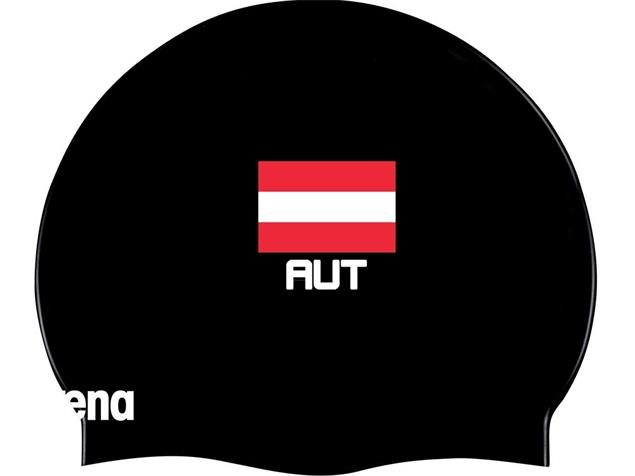 Arena Flat AUSTRIA Flag Silikon Badekappe - black