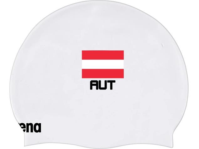 Arena Flat AUSTRIA Flag Silikon Badekappe - white