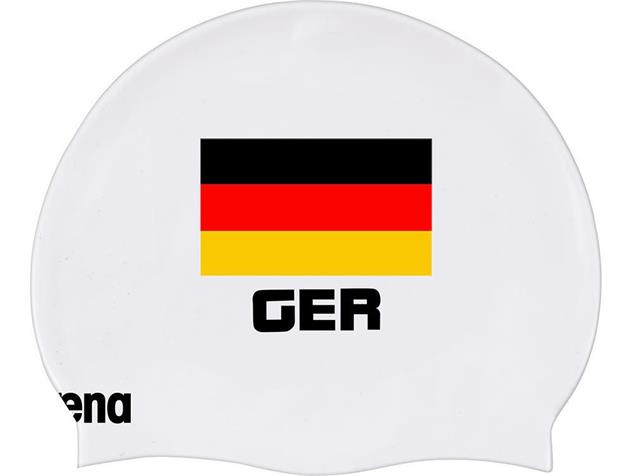 Arena Flat GERMANY Flag Silikon Badekappe - white