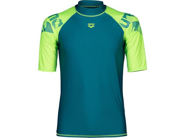 Arena Herren UV-Schutz Rash Graphic Kurzarm Shirt Sun Protection - S deep teal/soft green