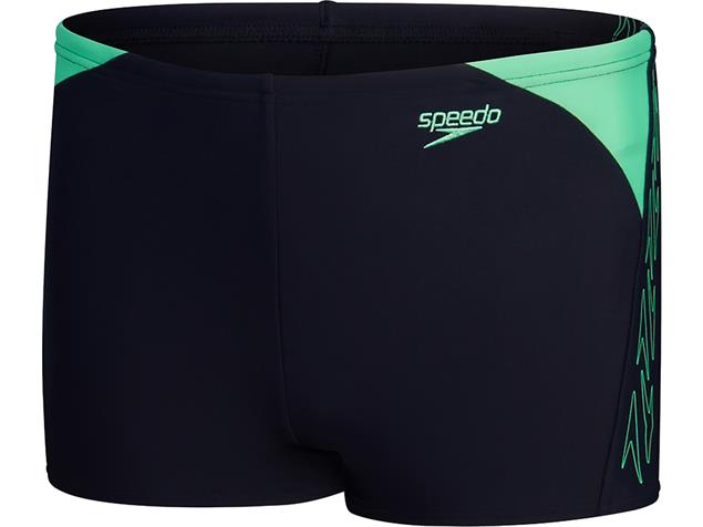 Speedo Hyperboom Logo Splice Jungen Aquashort Badehose - 140 navy/green