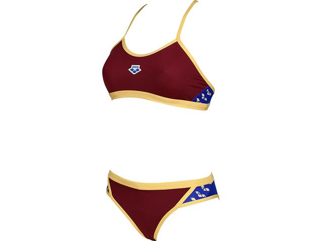 Arena Icons Solid Schwimmbikini Cross Back - 34 burgundy/neon blue/butter