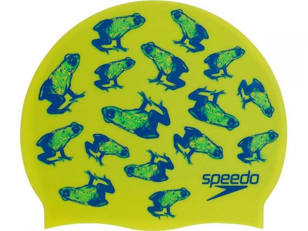Speedo Junior Printed Silikon Badekappe - yellow/blue