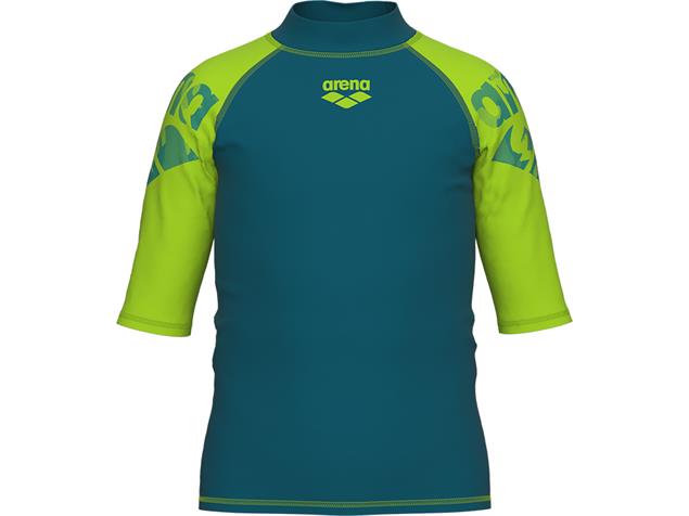 Arena Kinder UV-Schutz Rash Graphic Kurzarm Shirt Sun Protection - 140 deep teal/soft green