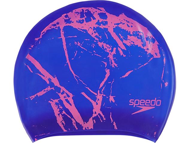Speedo Long Hair Printed Silikon Badekappe - violet/ecstatic