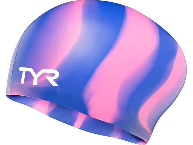 TYR Long Hair Silikon Badekappe - purple/pink