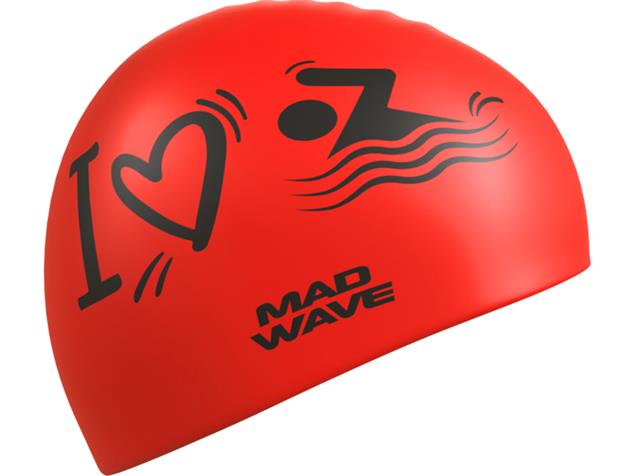 Mad Wave Love Swimming Silikon Badekappe - red
