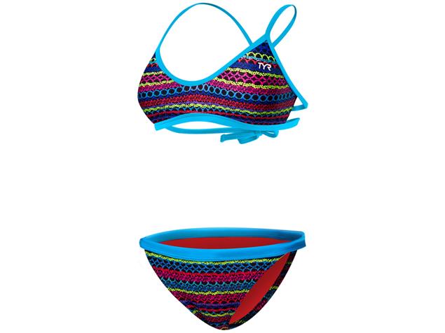 TYR Morocco Schwimmbikini blue multi Mojave Tieback Top + Tropix Bikinii Bottom - 36