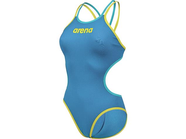 Arena ONE Double Badeanzug Double Cross Back - 36 blue cosmo/soft green/water