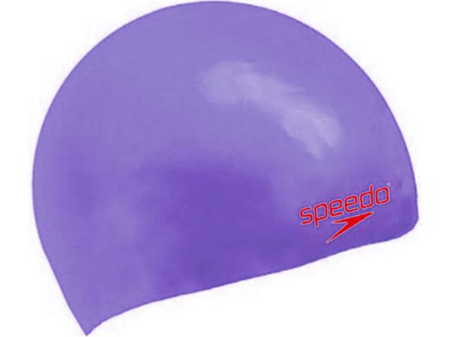 Speedo Plain Moulded Junior Silikon Badekappe - purple/red