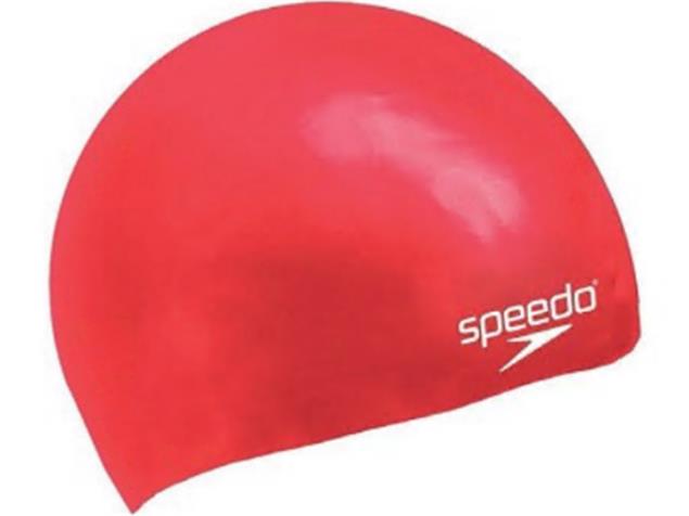 Speedo Plain Moulded Junior Silikon Badekappe - red