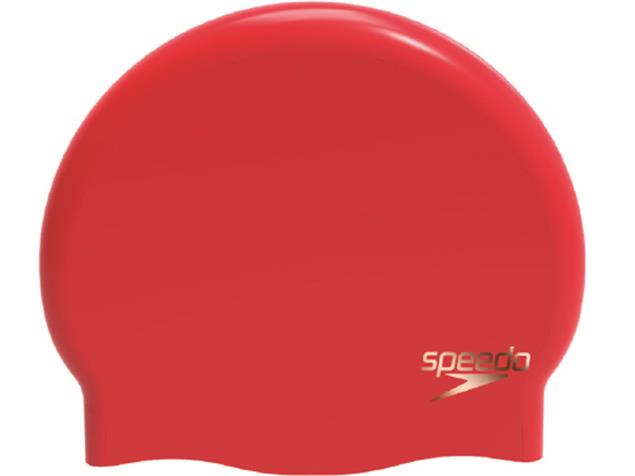 Speedo Plain Moulded Silikon Badekappe - lava red