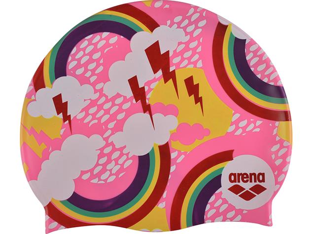 Arena Print Junior Silikon Badekappe - rainbows pink