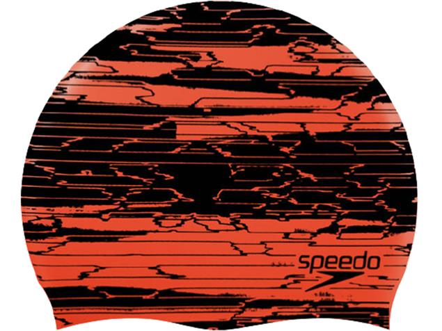 Speedo Slogan Print Silikon Badekappe - black/orange