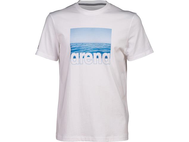 Arena Solid Baumwoll T-Shirt - M white/sea