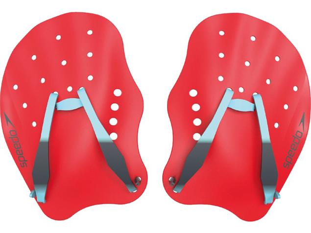 Speedo Tech Hand-Paddles lava red/chilli blue - M