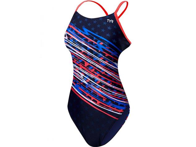 TYR Victorious Cutoutfit Badeanzug red/white/blue - 40