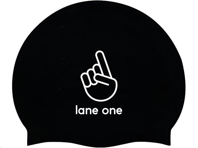 lane one Soft Silikon Badekappe - black/white