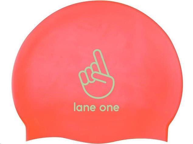 lane one Soft Silikon Badekappe - coral/light green