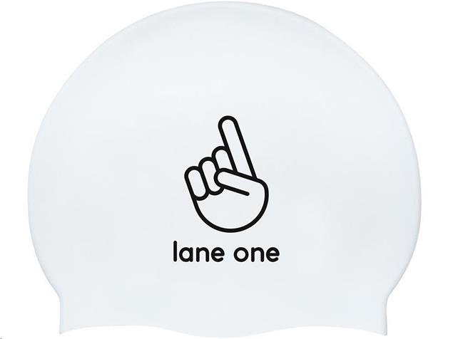 lane one Soft Silikon Badekappe - white/black